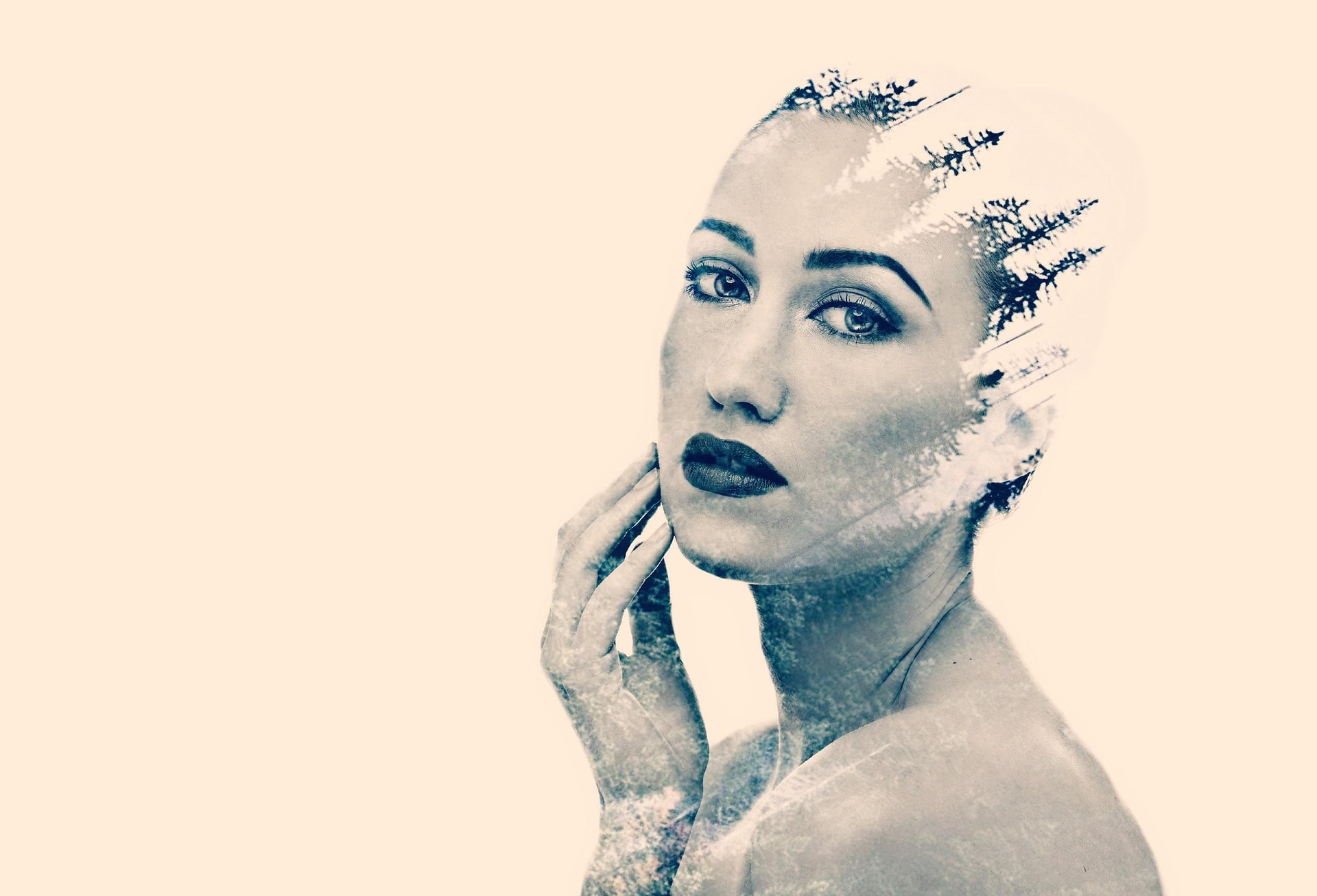 Design Hintergrund mit junger Frau, abstrakt